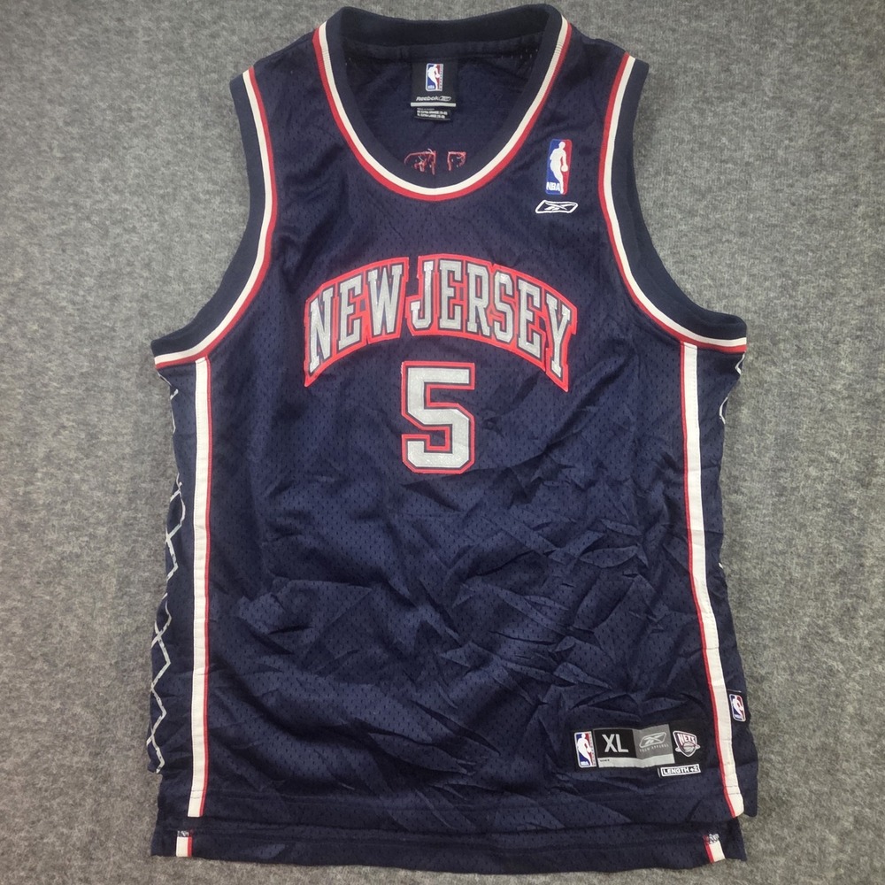 Vintage Jason Kidd New Jersey Nets Jersey Youth XL Reebok NBA Basketball Navy